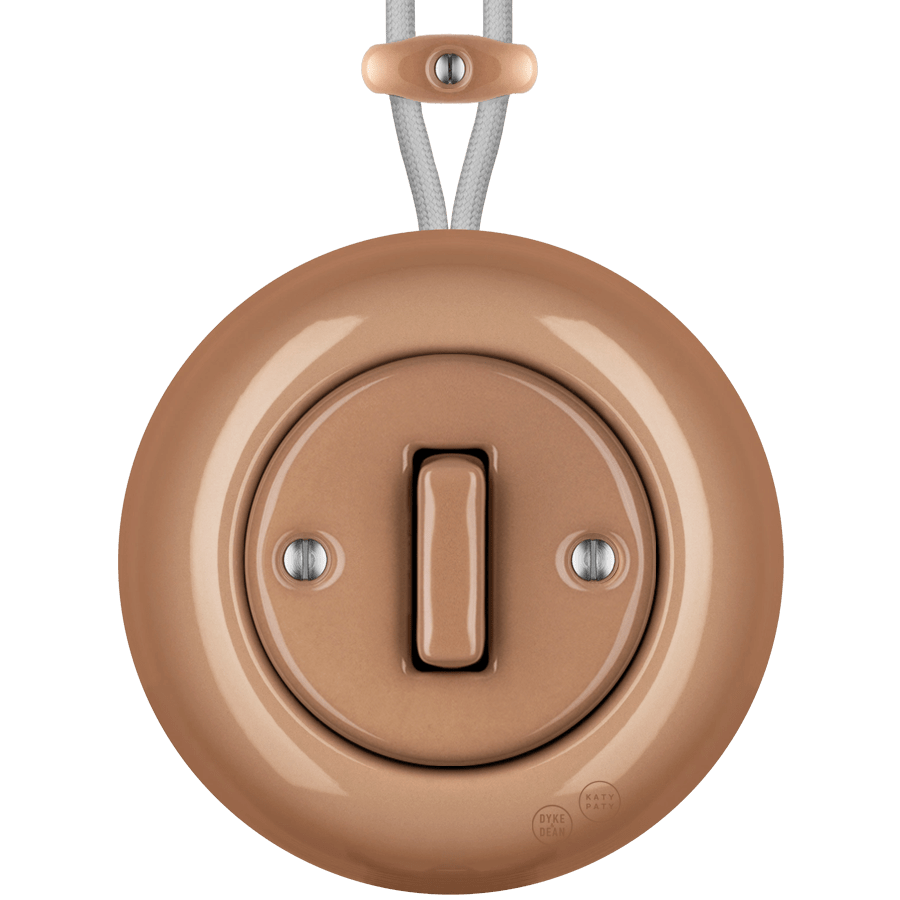 PORCELAIN KATY PATY COLONA ROUND SURFACE MOUNTED SLIM BUTTON SWITCH DERMA - DYKE & DEAN