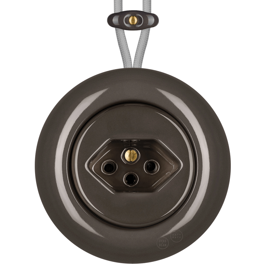 PORCELAIN KATY PATY COLONA ROUND SURFACE MOUNTED SWISS SOCKET BROWN - DYKE & DEAN