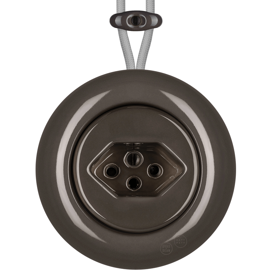 PORCELAIN KATY PATY COLONA ROUND SURFACE MOUNTED SWISS SOCKET BROWN - DYKE & DEAN