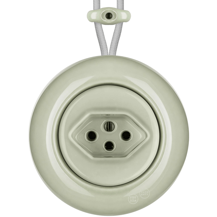 PORCELAIN KATY PATY COLONA ROUND SURFACE MOUNTED SWISS SOCKET GREY GREEN - DYKE & DEAN