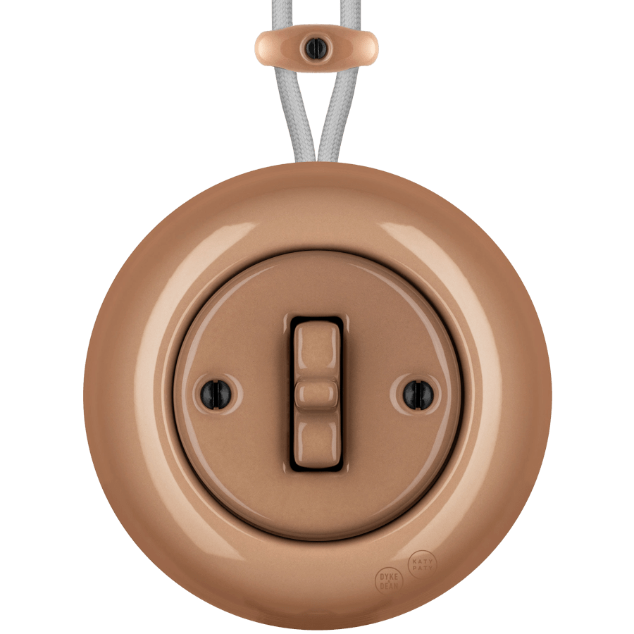 PORCELAIN KATY PATY COLONA ROUND SURFACE MOUNTED TOGGLE BUTTON SWITCH DERMA - DYKE & DEAN