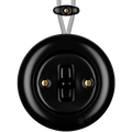 PORCELAIN KATY PATY COLONA ROUND SURFACE MOUNTED TOGGLE BUTTON SWITCH MATTE BLACK - DYKE & DEAN
