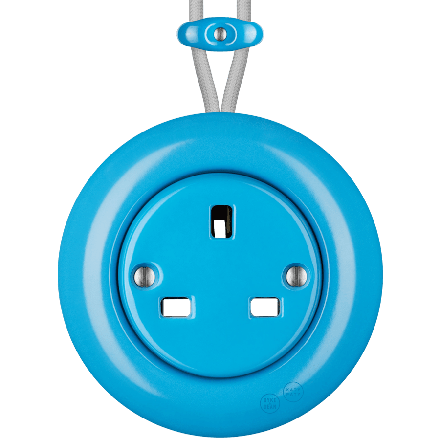 PORCELAIN KATY PATY COLONA ROUND SURFACE MOUNTED UK SOCKET AZURE - DYKE & DEAN