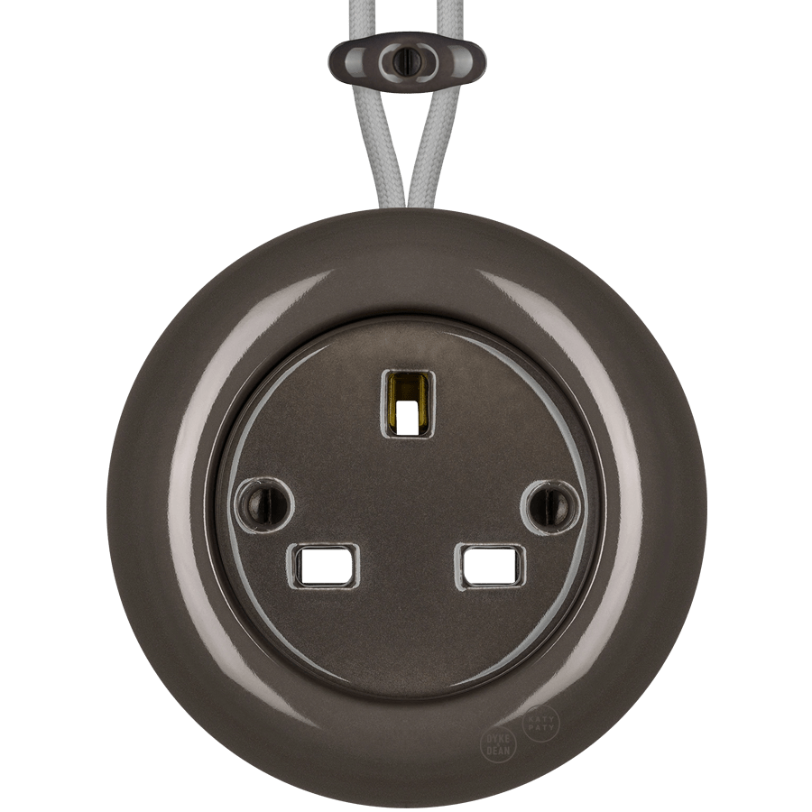 PORCELAIN KATY PATY COLONA ROUND SURFACE MOUNTED UK SOCKET BROWN - DYKE & DEAN