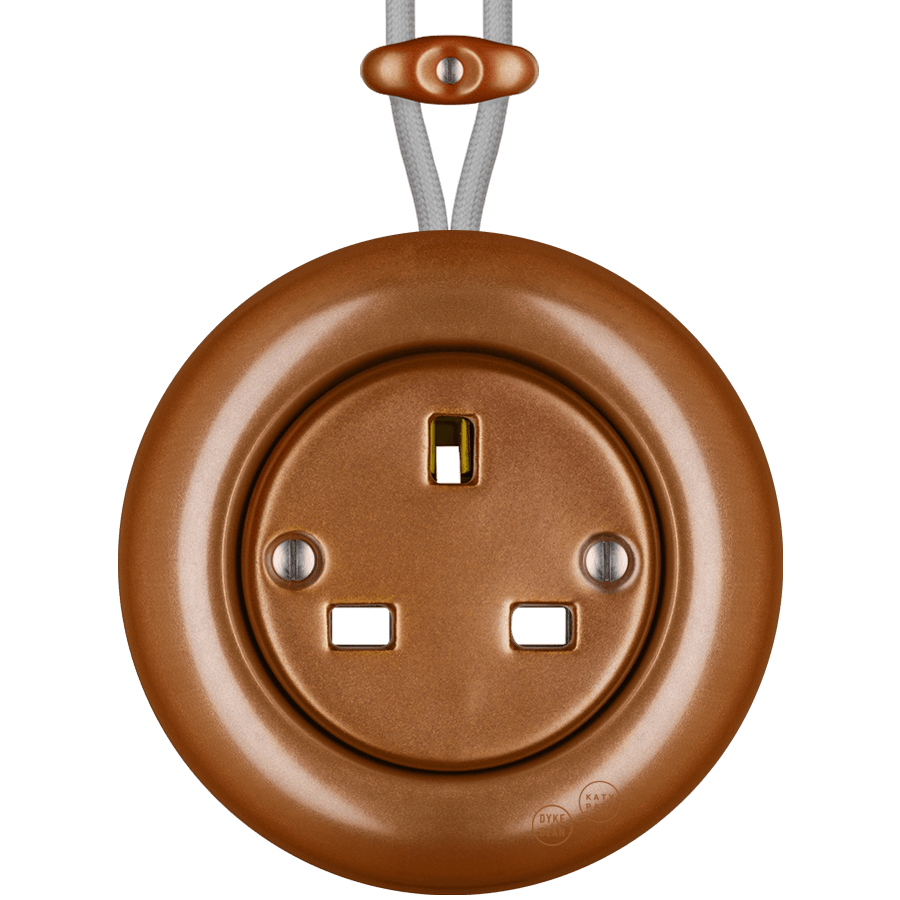 PORCELAIN KATY PATY COLONA ROUND SURFACE MOUNTED UK SOCKET COPPER - DYKE & DEAN