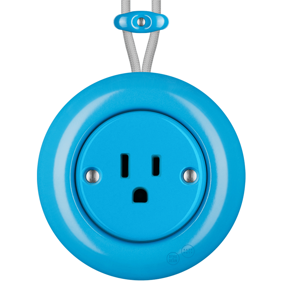 PORCELAIN KATY PATY COLONA ROUND SURFACE MOUNTED USA 15AMP SOCKET AZURE - DYKE & DEAN