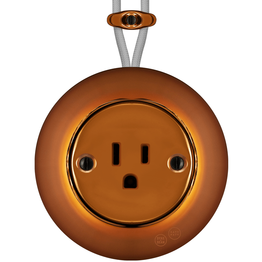 PORCELAIN KATY PATY COLONA ROUND SURFACE MOUNTED USA 15AMP SOCKET BRONZE - DYKE & DEAN