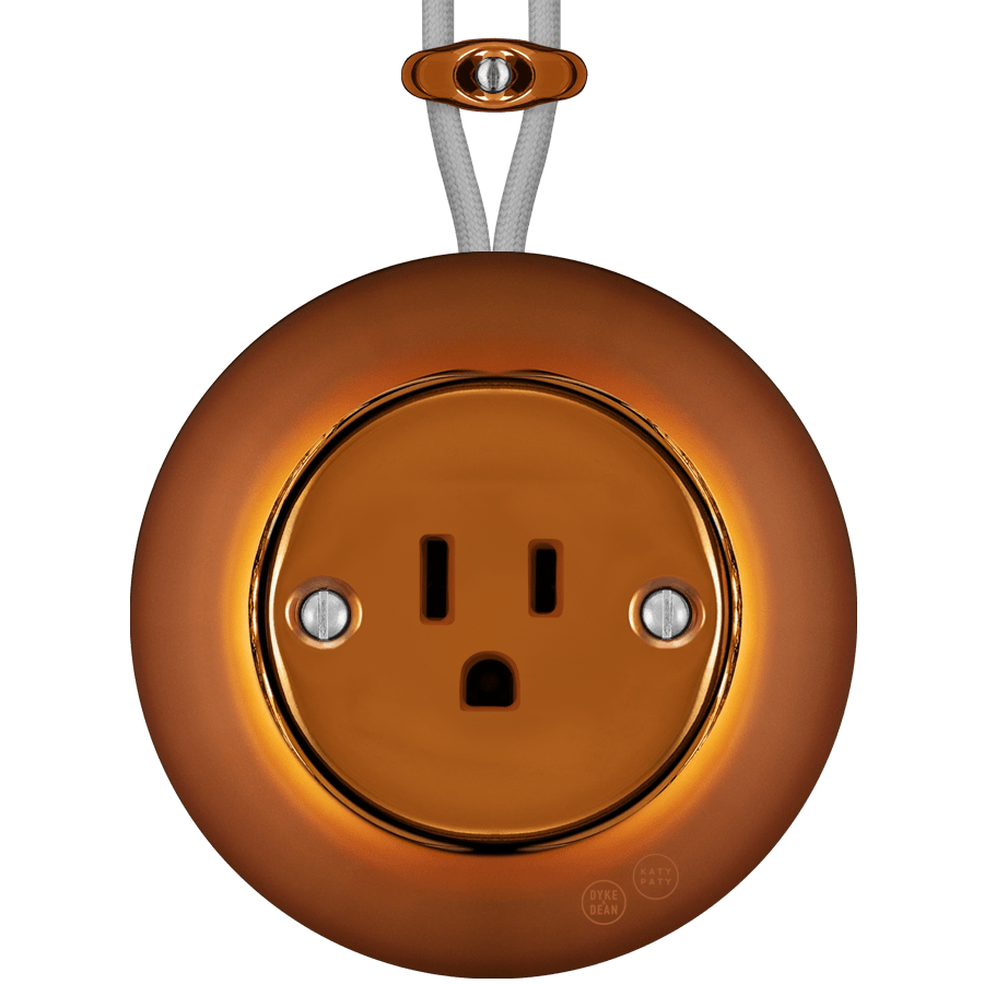 PORCELAIN KATY PATY COLONA ROUND SURFACE MOUNTED USA 15AMP SOCKET BRONZE - DYKE & DEAN