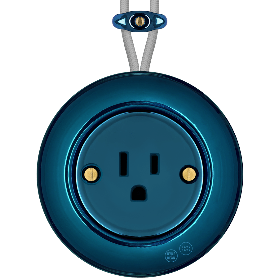 PORCELAIN KATY PATY COLONA ROUND SURFACE MOUNTED USA 15AMP SOCKET DARK BLUE - DYKE & DEAN