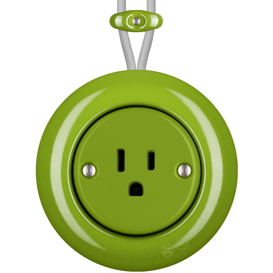 PORCELAIN KATY PATY COLONA ROUND SURFACE MOUNTED USA 15AMP SOCKET GREEN - DYKE & DEAN