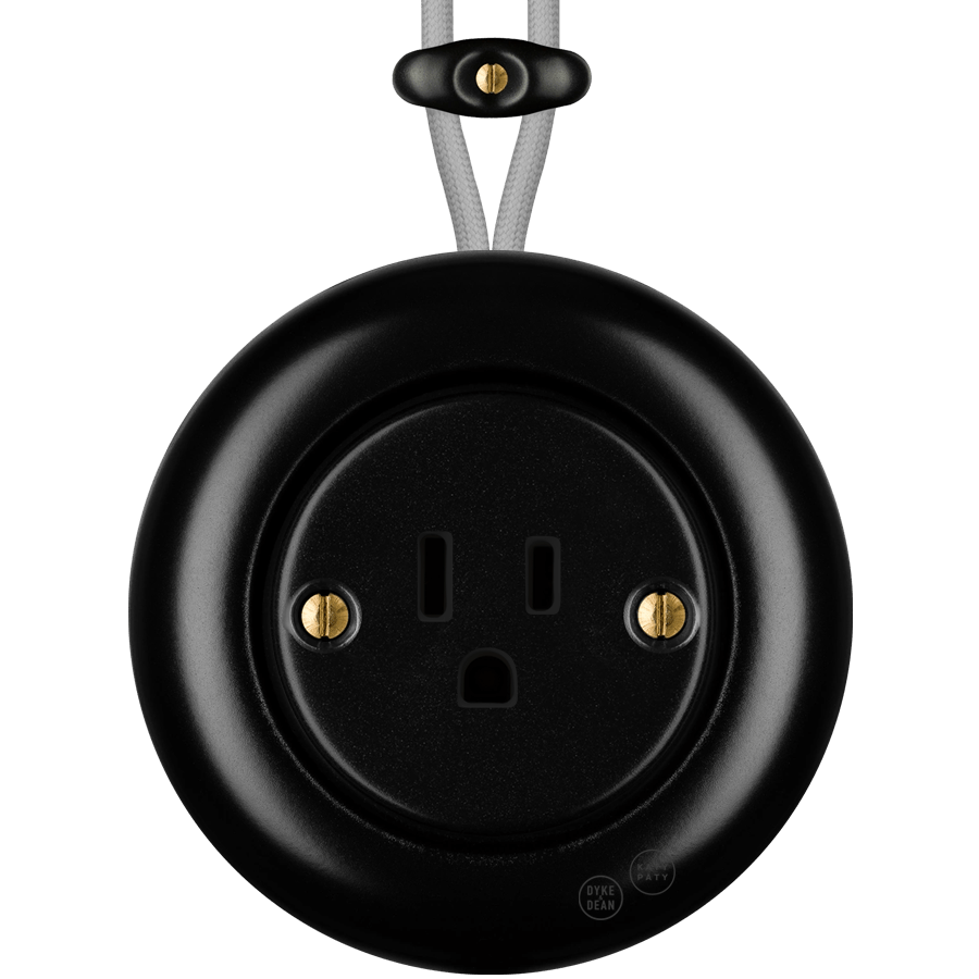 PORCELAIN KATY PATY COLONA ROUND SURFACE MOUNTED USA 15AMP SOCKET MATTE BLACK - DYKE & DEAN