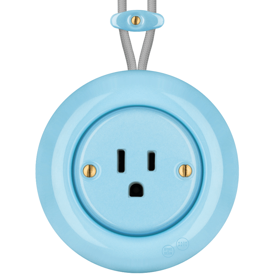 PORCELAIN KATY PATY COLONA ROUND SURFACE MOUNTED USA 15AMP SOCKET PASTEL BLUE - DYKE & DEAN