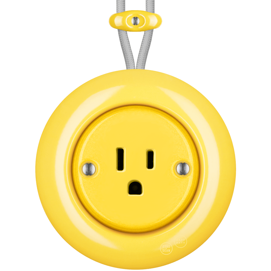 PORCELAIN KATY PATY COLONA ROUND SURFACE MOUNTED USA 15AMP SOCKET YELLOW - DYKE & DEAN