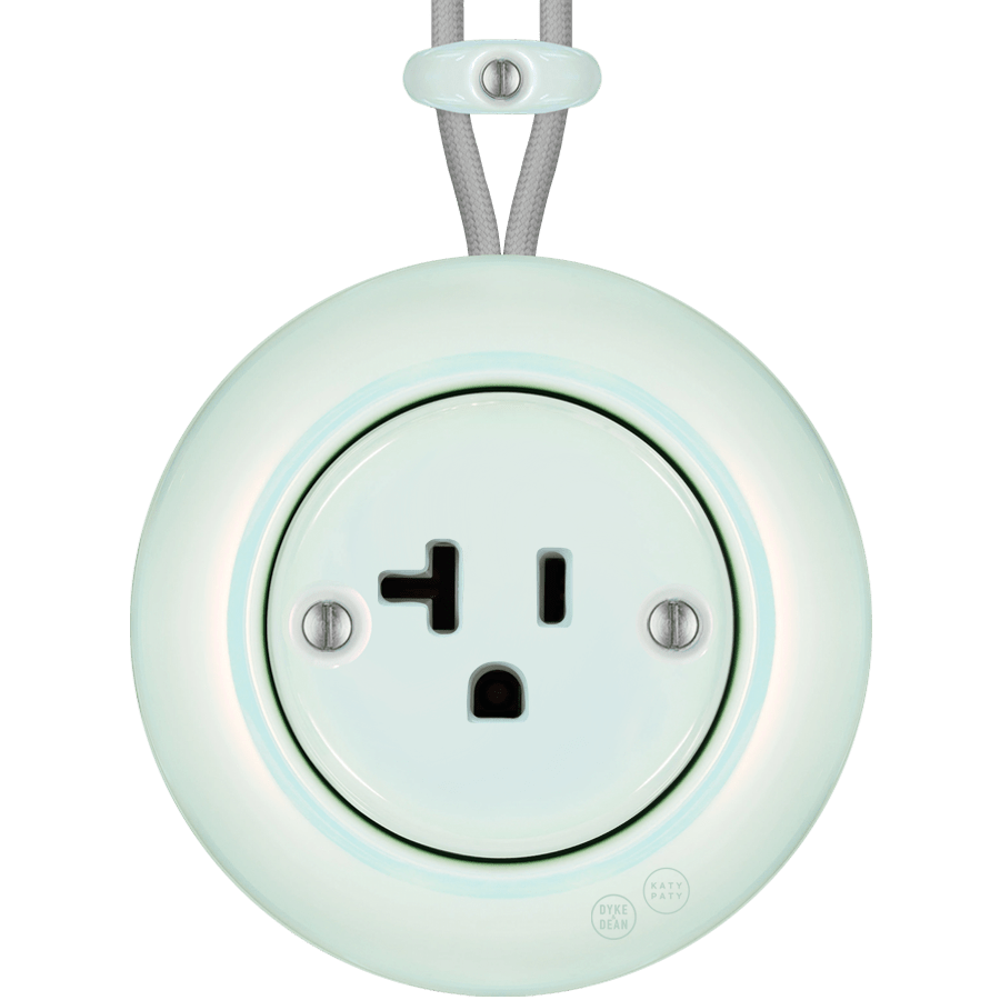 PORCELAIN KATY PATY COLONA ROUND SURFACE MOUNTED USA 20AMP SOCKET CONCHA - DYKE & DEAN