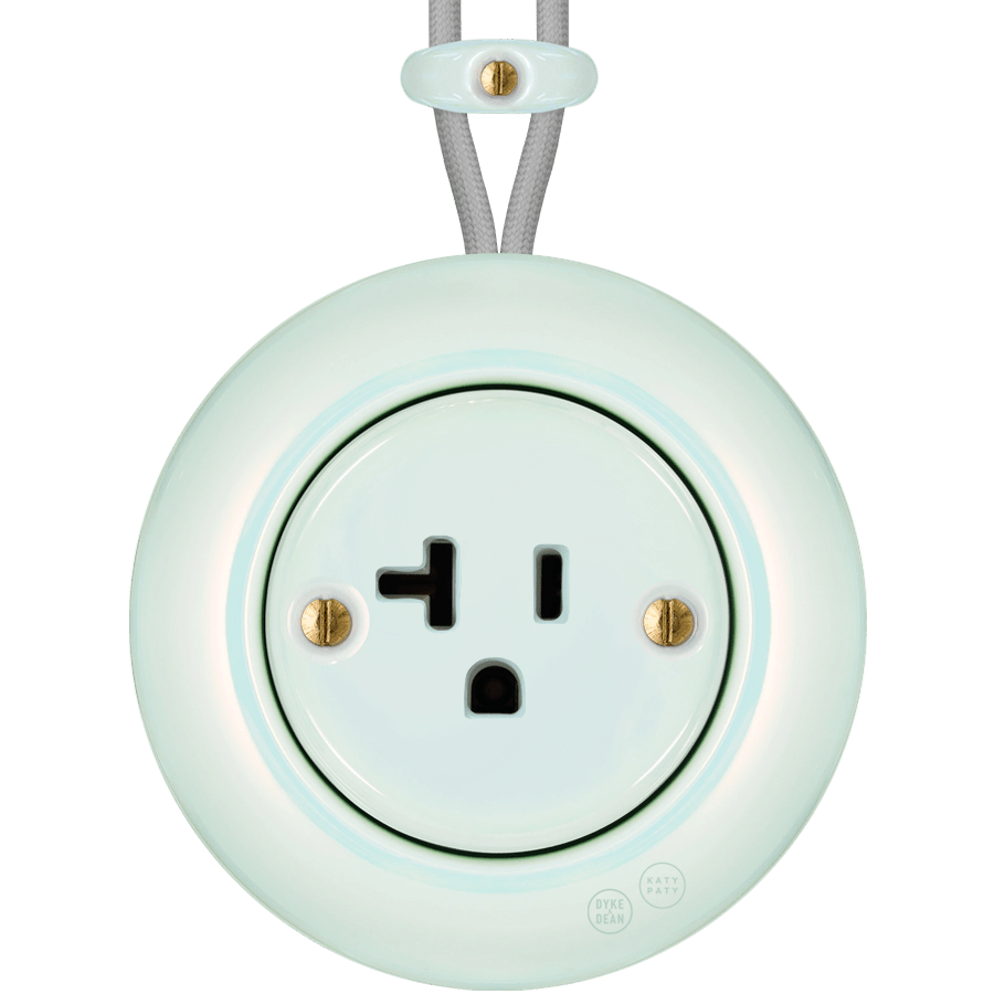 PORCELAIN KATY PATY COLONA ROUND SURFACE MOUNTED USA 20AMP SOCKET CONCHA - DYKE & DEAN