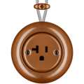 PORCELAIN KATY PATY COLONA ROUND SURFACE MOUNTED USA 20AMP SOCKET COPPER - DYKE & DEAN
