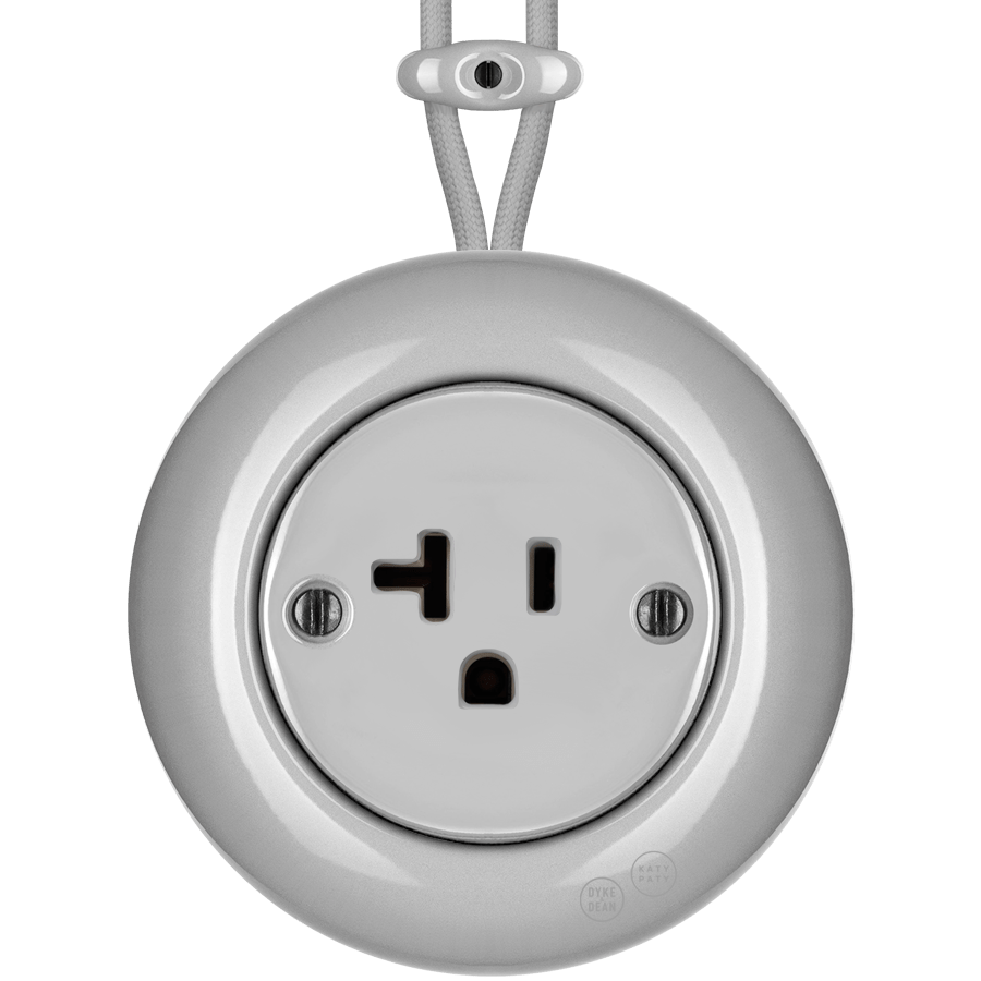 PORCELAIN KATY PATY COLONA ROUND SURFACE MOUNTED USA 20AMP SOCKET GREY - DYKE & DEAN