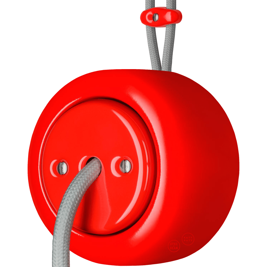 PORCELAIN ROUND SURFACE MOUNTED CABLE GLAND SOCKET RED - DYKE & DEAN