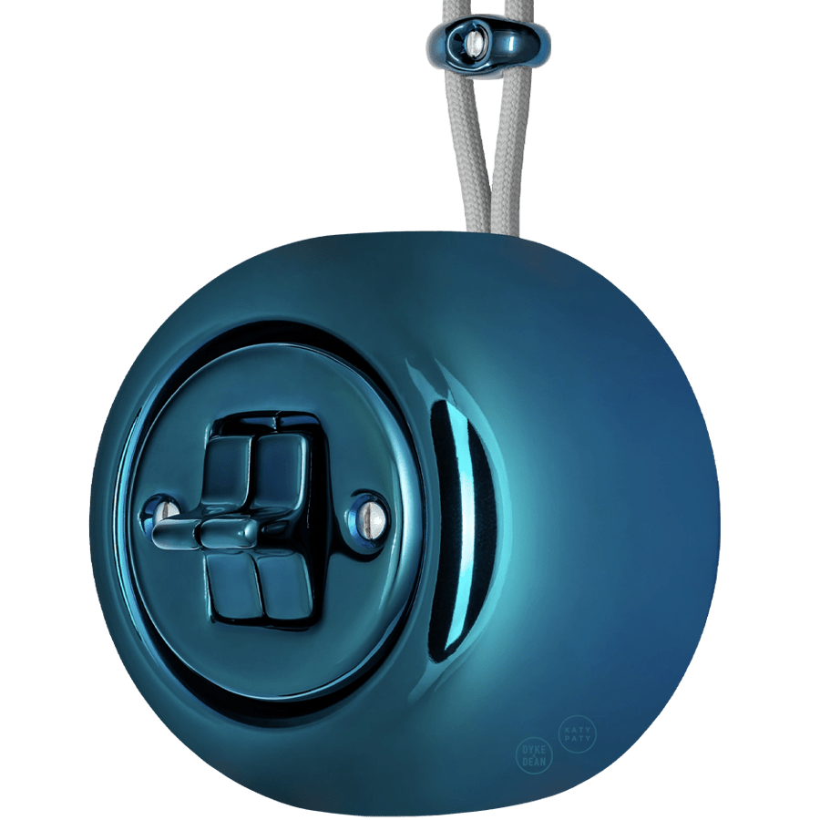 PORCELAIN ROUND SURFACE MOUNTED DOUBLE TOGGLE BUTTON SWITCH DARK BLUE - DYKE & DEAN