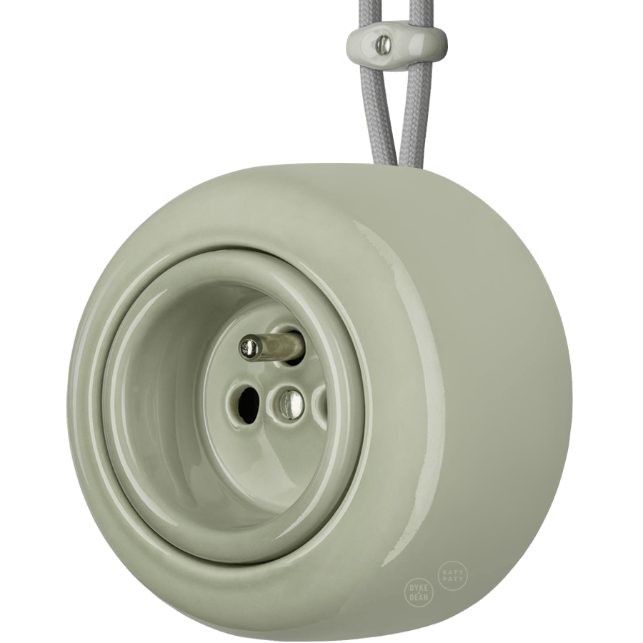 PORCELAIN ROUND SURFACE MOUNTED EURO SOCKET GREY GREEN - DYKE & DEAN