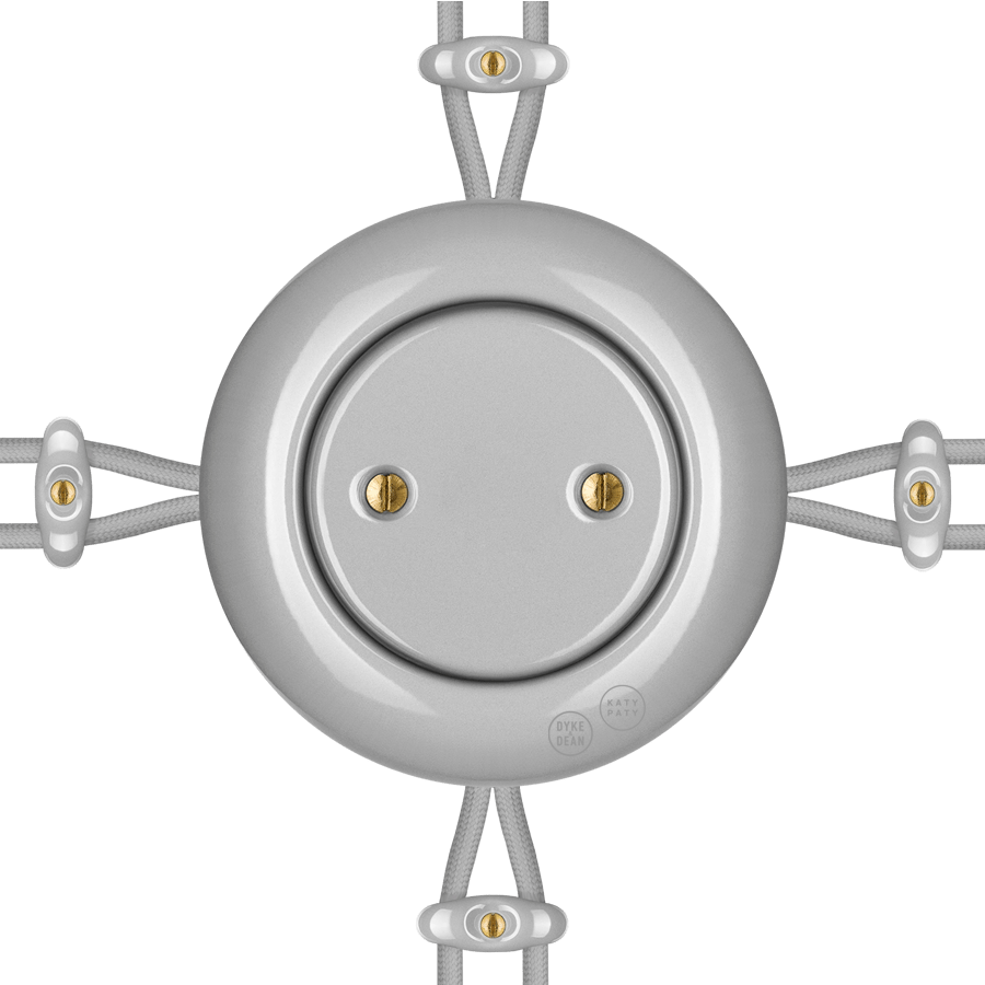 PORCELAIN ROUND SURFACE MOUNTED JUNCTION BOX GREY - DYKE & DEAN