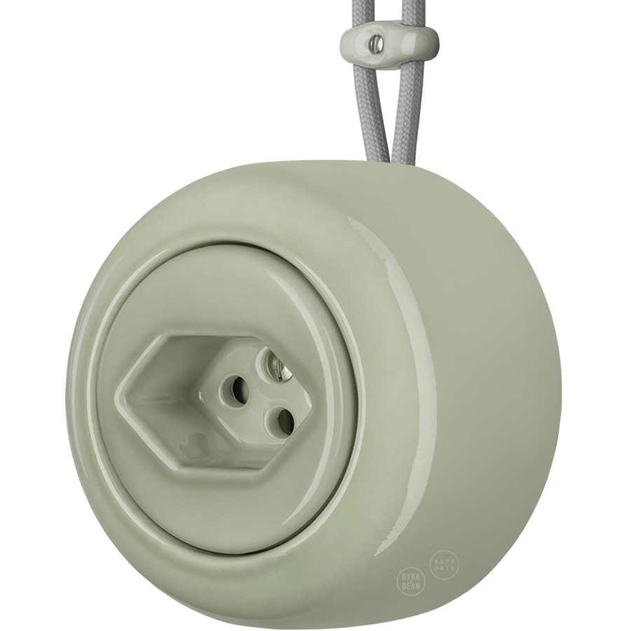 PORCELAIN ROUND SURFACE MOUNTED SWISS SOCKET GREY GREEN - DYKE & DEAN