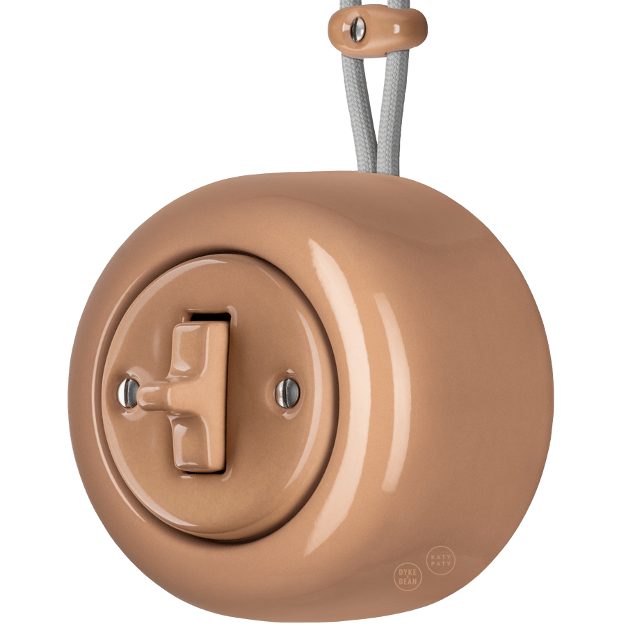 PORCELAIN ROUND SURFACE MOUNTED TOGGLE BUTTON SWITCH DERMA - DYKE & DEAN