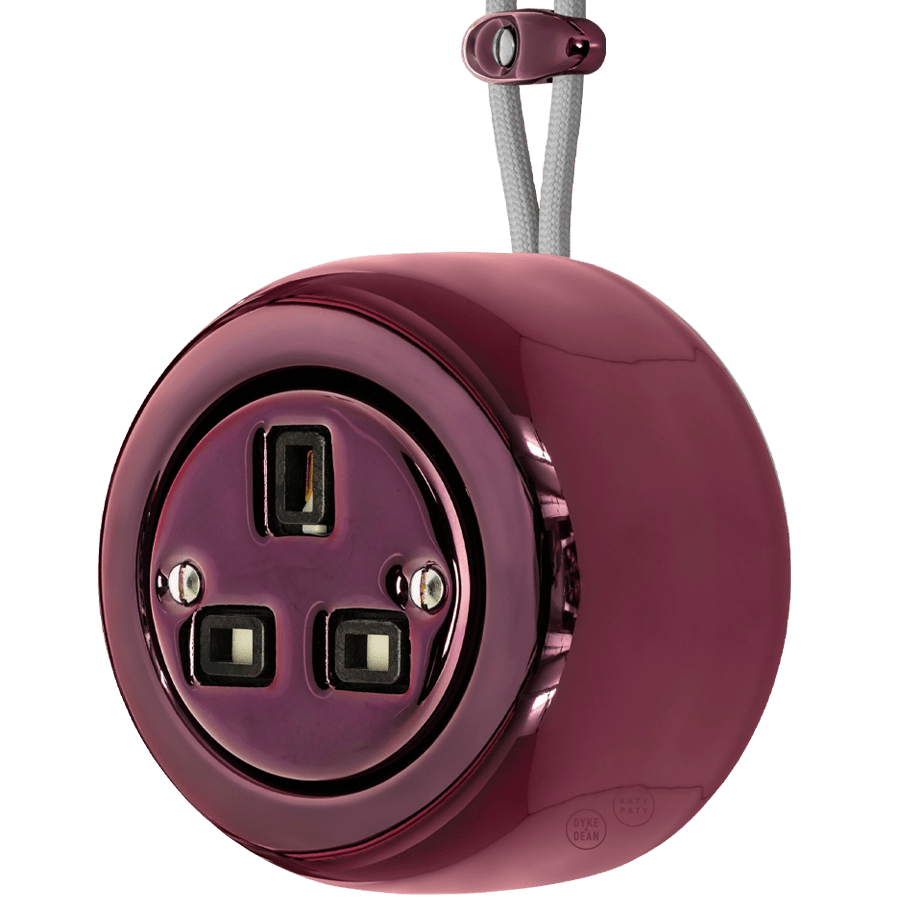 PORCELAIN ROUND SURFACE MOUNTED UK SOCKET PURPLE - DYKE & DEAN