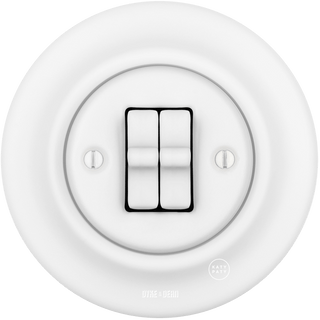 PORCELAIN WALL DOUBLE TOGGLE LIGHT SWITCH MATT WHITE - DYKE & DEAN