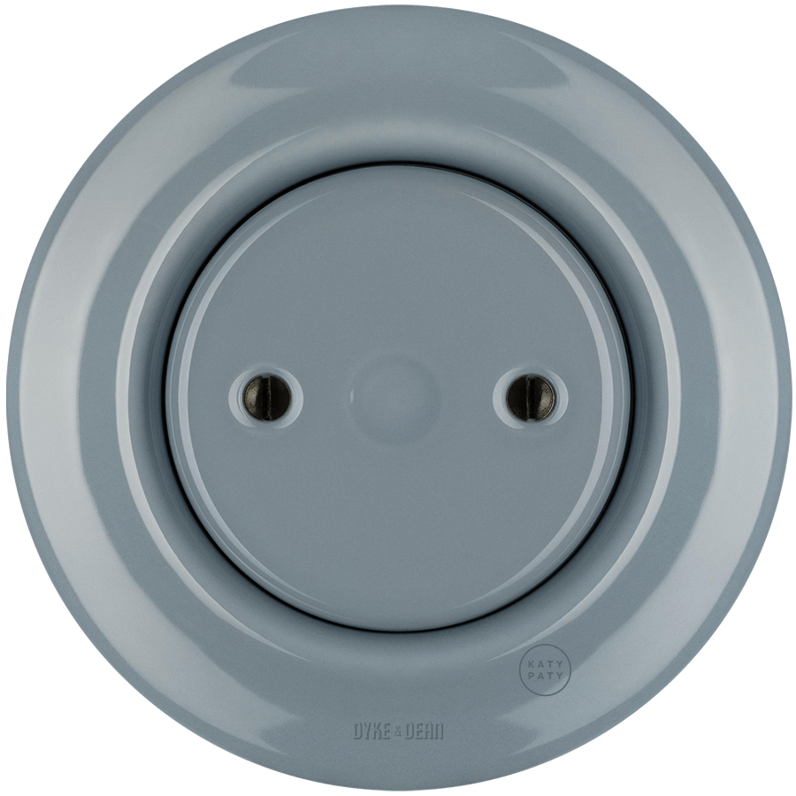 PORCELAIN WALL END PLUG SOCKET ASH GREY - DYKE & DEAN