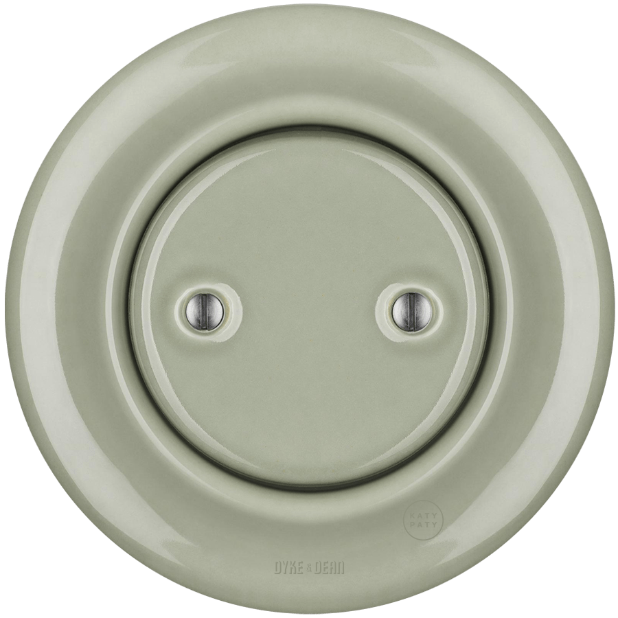 PORCELAIN WALL END PLUG SOCKET GREEN GREY - DYKE & DEAN