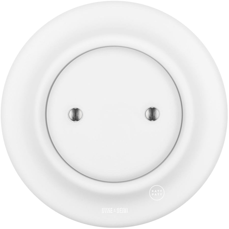 PORCELAIN WALL END PLUG SOCKET MATT WHITE - DYKE & DEAN