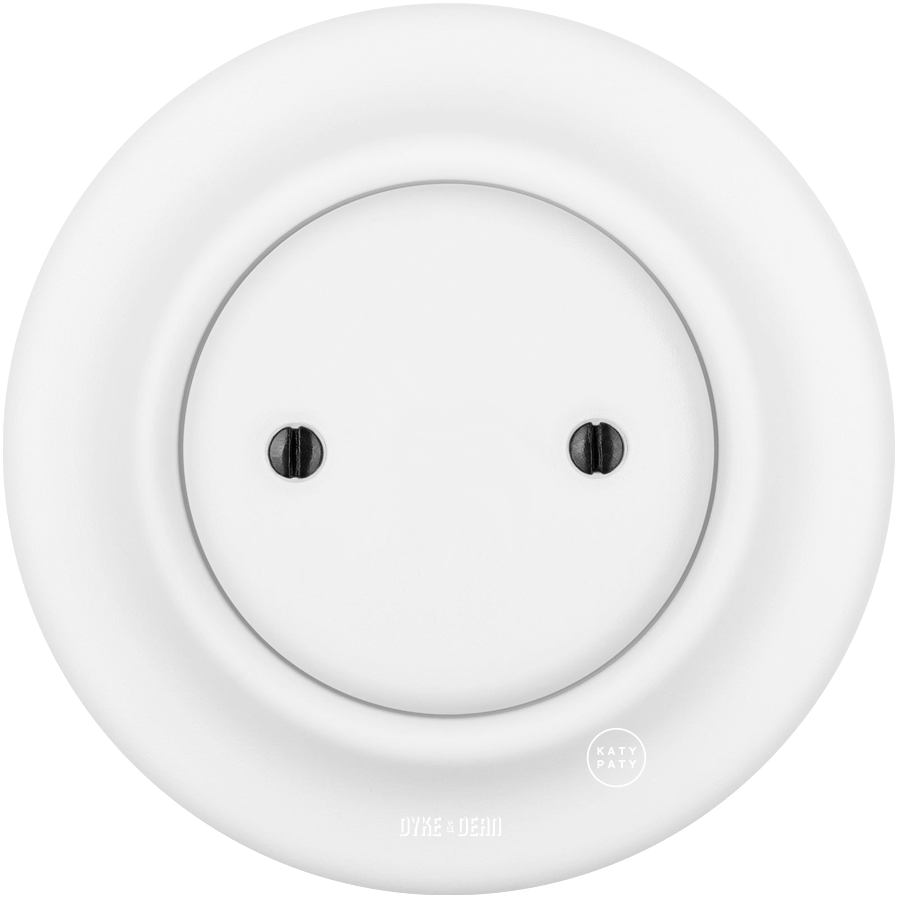 PORCELAIN WALL END PLUG SOCKET MATT WHITE - DYKE & DEAN