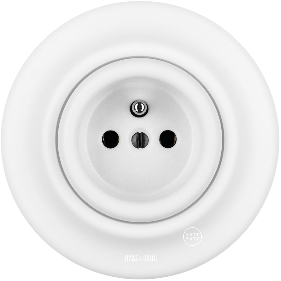 PORCELAIN WALL EURO SOCKET MATT WHITE - DYKE & DEAN