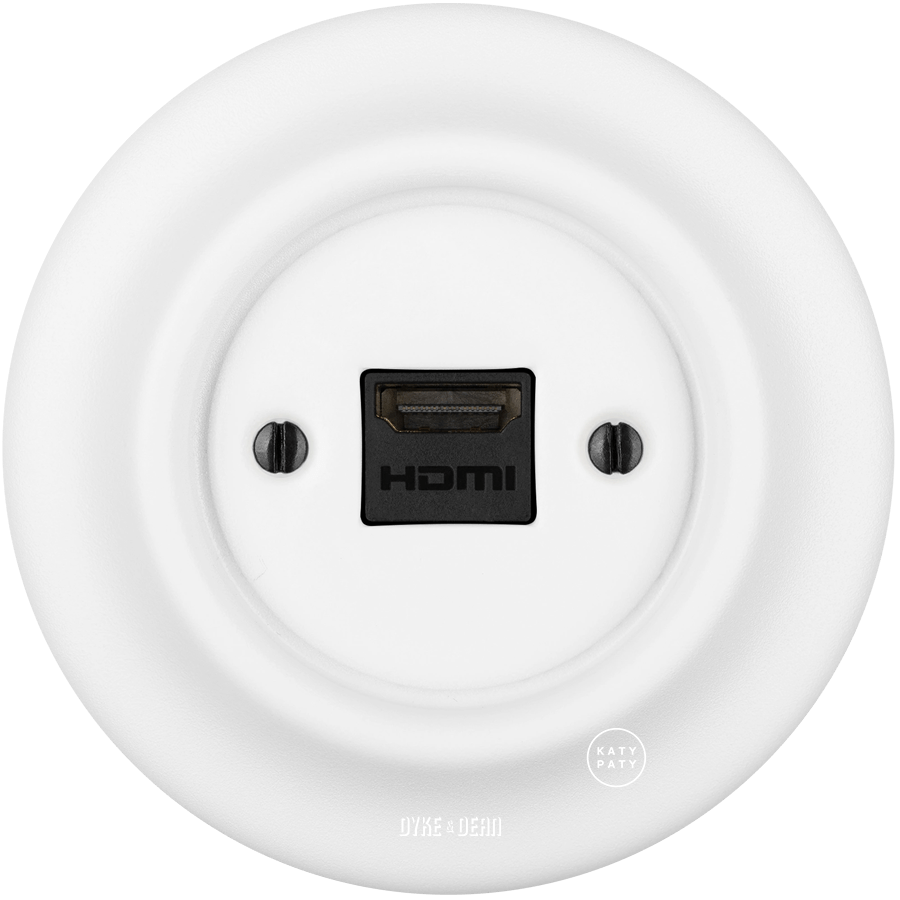 PORCELAIN WALL HDMI SOCKET MATT WHITE - DYKE & DEAN