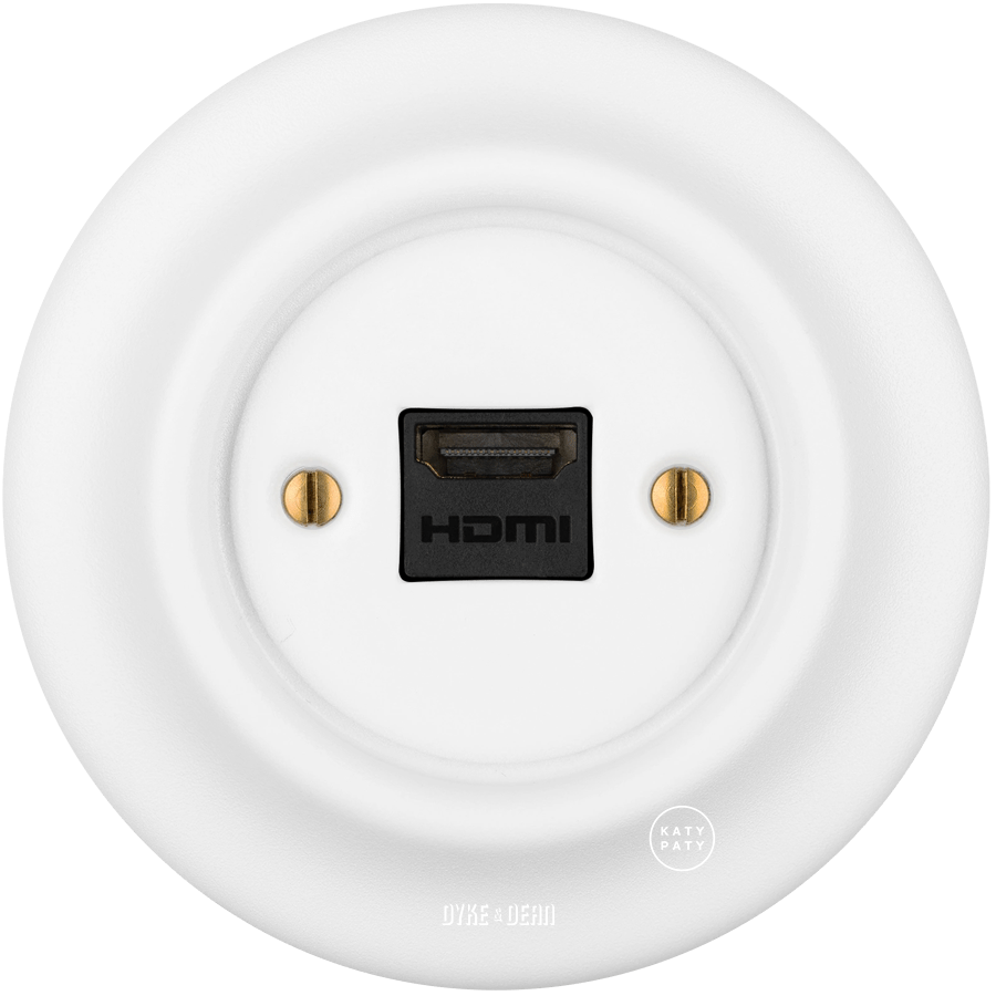 PORCELAIN WALL HDMI SOCKET MATT WHITE - DYKE & DEAN