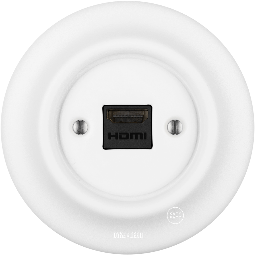 PORCELAIN WALL HDMI SOCKET MATT WHITE - DYKE & DEAN