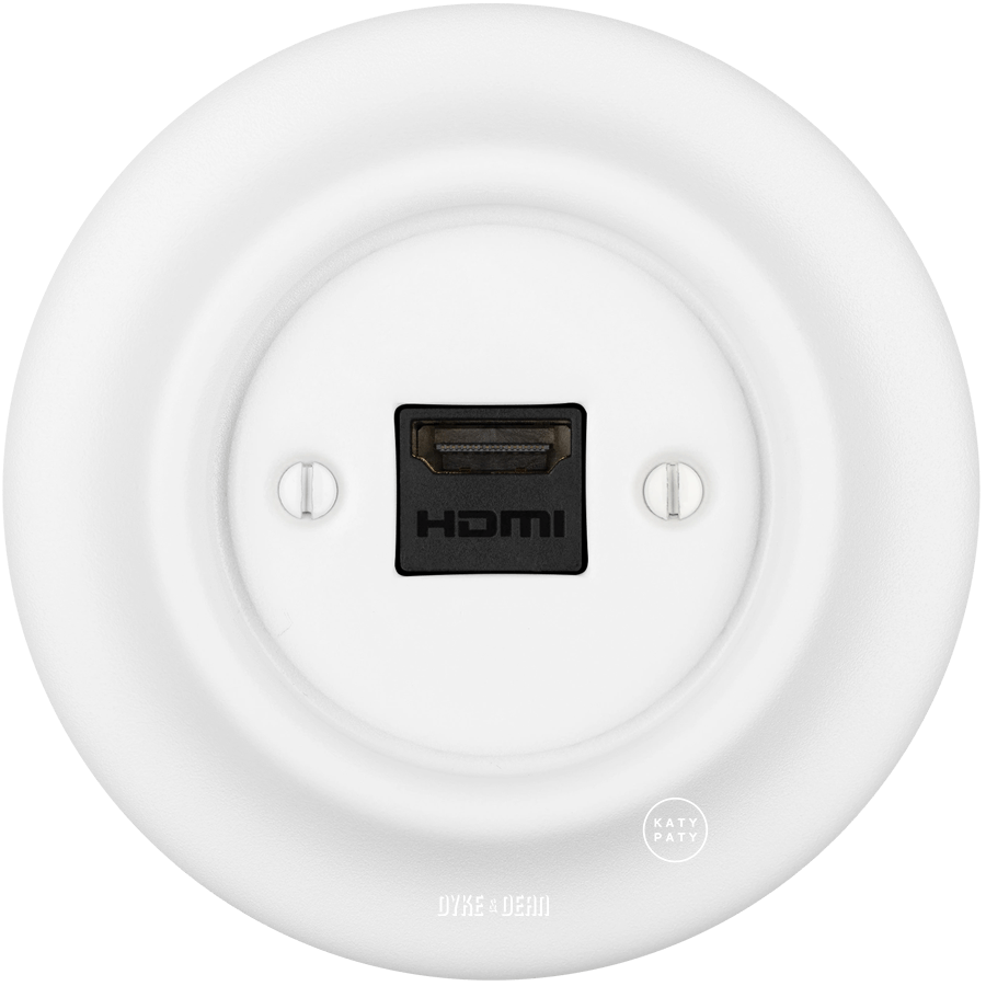 PORCELAIN WALL HDMI SOCKET MATT WHITE - DYKE & DEAN
