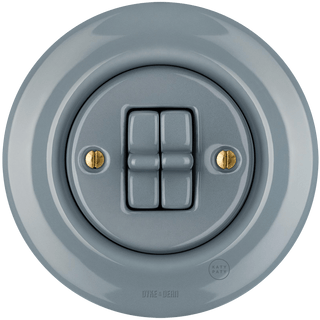 PORCELAIN WALL LIGHT SWITCH ASH GREY 2 TOGGLE - DYKE & DEAN