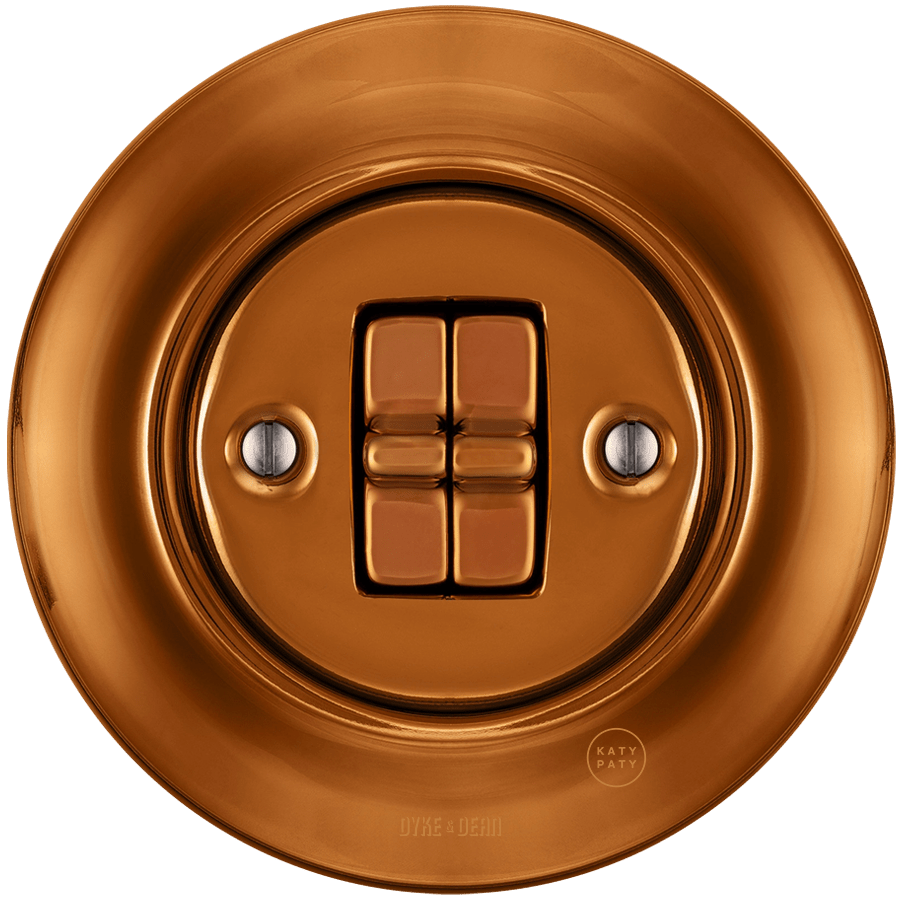 PORCELAIN WALL LIGHT SWITCH BRONZE 2 TOGGLE - DYKE & DEAN