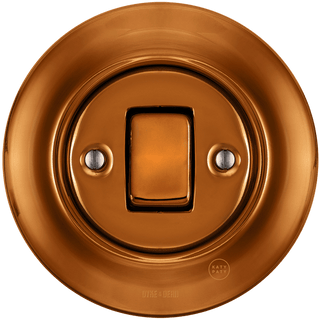 PORCELAIN WALL LIGHT SWITCH BRONZE FAT BUTTON - DYKE & DEAN