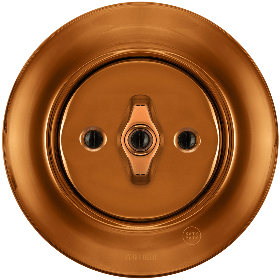 PORCELAIN WALL LIGHT SWITCH BRONZE ROTARY - DYKE & DEAN
