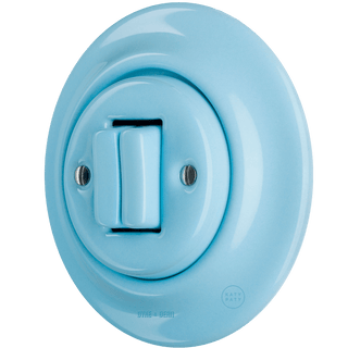 PORCELAIN WALL LIGHT SWITCH DOUBLE PASTEL BLUE - DYKE & DEAN
