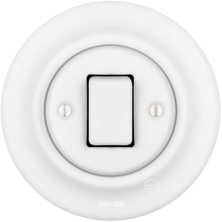 PORCELAIN WALL LIGHT SWITCH FAT BUTTON MATT WHITE - DYKE & DEAN