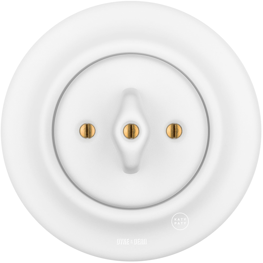 PORCELAIN WALL LIGHT SWITCH ROTARY MATT WHITE - DYKE & DEAN