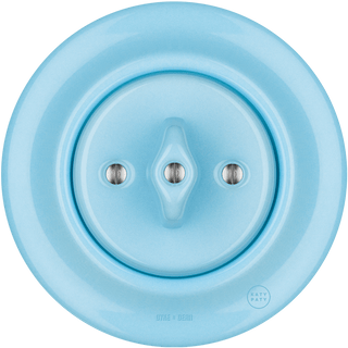 PORCELAIN WALL LIGHT SWITCH ROTARY PASTEL BLUE - DYKE & DEAN