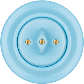 PORCELAIN WALL LIGHT SWITCH ROTARY PASTEL BLUE - DYKE & DEAN