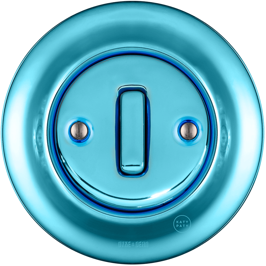 PORCELAIN WALL LIGHT SWITCH SKY BLUE SLIM BUTTON - DYKE & DEAN