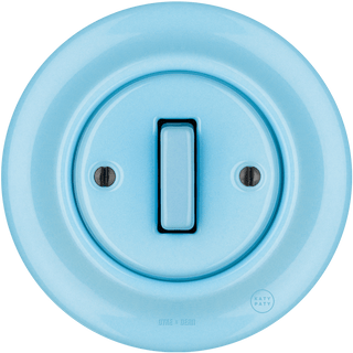 PORCELAIN WALL LIGHT SWITCH SLIM BUTTON PASTEL BLUE - DYKE & DEAN