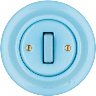 PORCELAIN WALL LIGHT SWITCH SLIM BUTTON PASTEL BLUE - DYKE & DEAN
